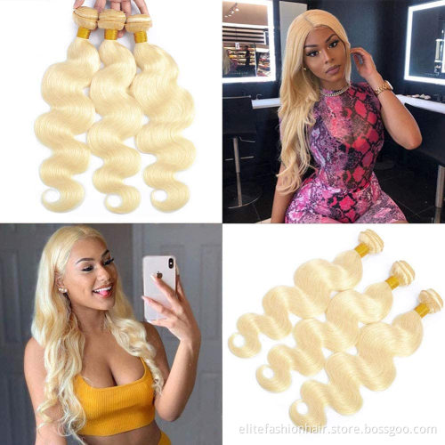 100% Virgin Unprocessed Double Wefts Hair Bundle High Quality Body Wave Brazilian Hair Bundles 613 Blonde Body Wave Hair Bundles